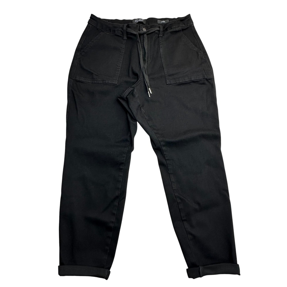 Judy Blue Jogger Pants Womens 16W Black Denim Drawstring Relaxed Tapered Leg